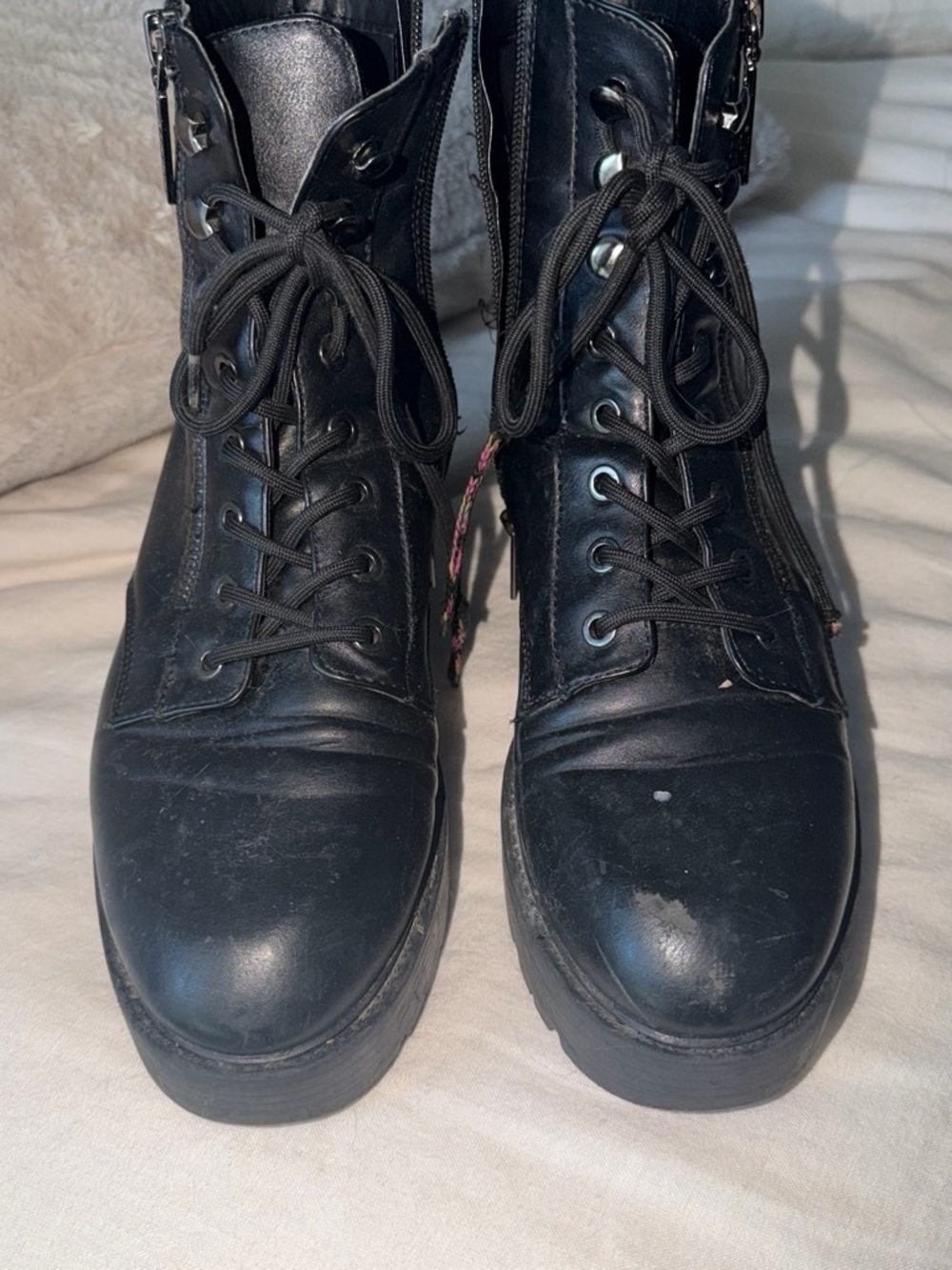 Black Lace-Up Combat Boots